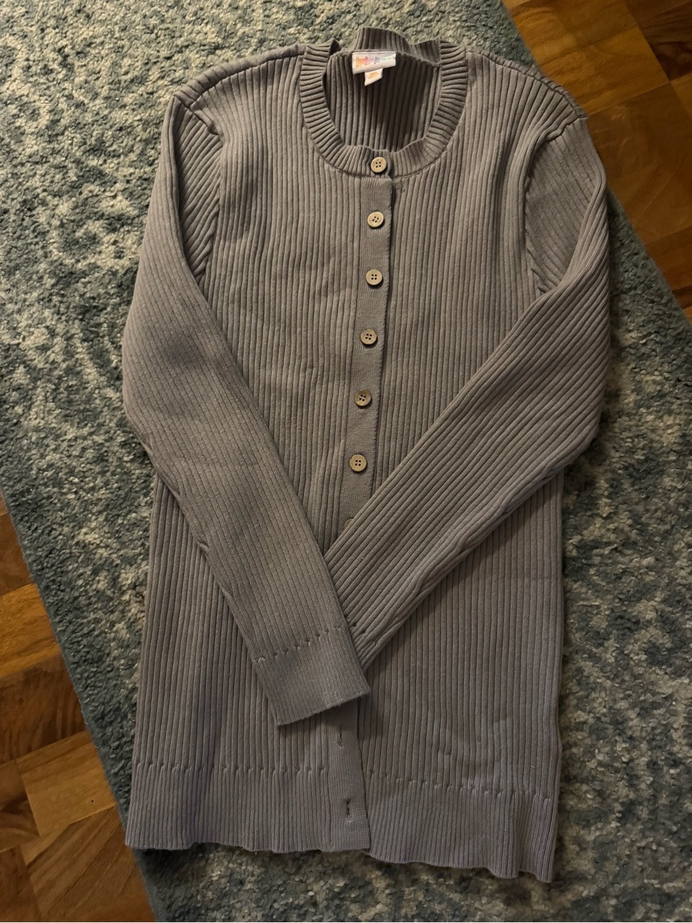 LuLaRoe Gray Ribbed Button-Front Cardigan